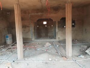 An unfinished masjid interior during construction
