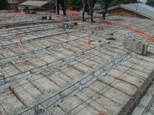 Reinforcement work on an HMD masjid construction site